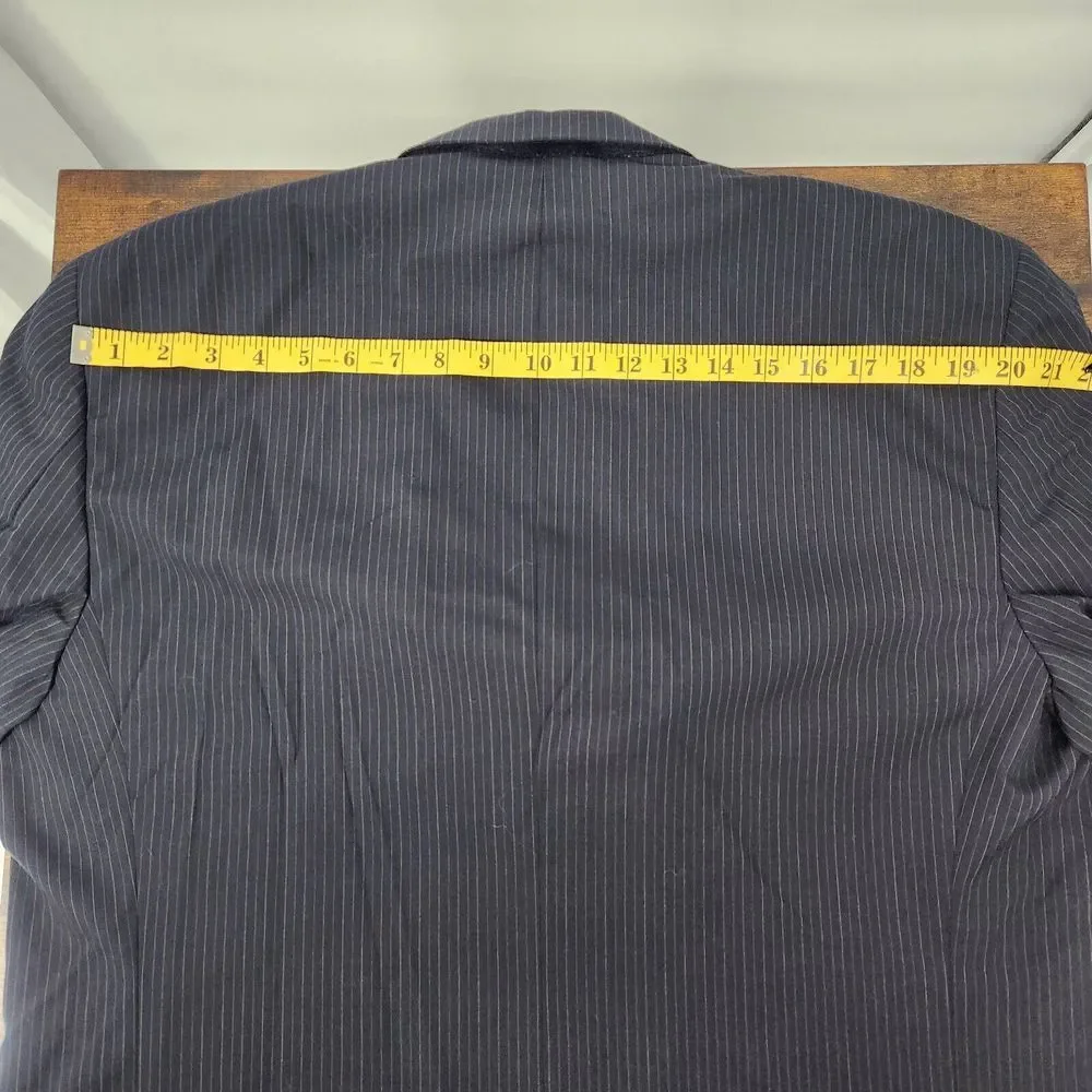 Brooks Brothers‎ 346 Jacket Dark Blue w/ Blue & Gray Pinstripe Blazer Wool 46L